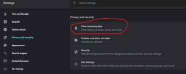 clear browsing cache on chrome