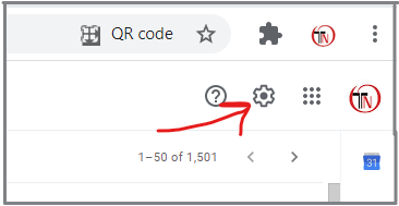 gear icon on Gmail settings