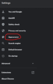 settings of chrome