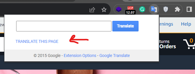Google translate extension